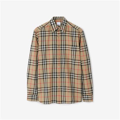 burberry check hemd|Check Cotton Shirt in Shadow .